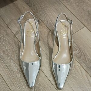 Sam Edelman Silver Slingback Pointed Toe Heels